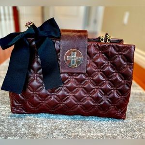 NWT $258 KATE SPADE Knott Grenache Medium Saddle Crossbody Bag burgundy 